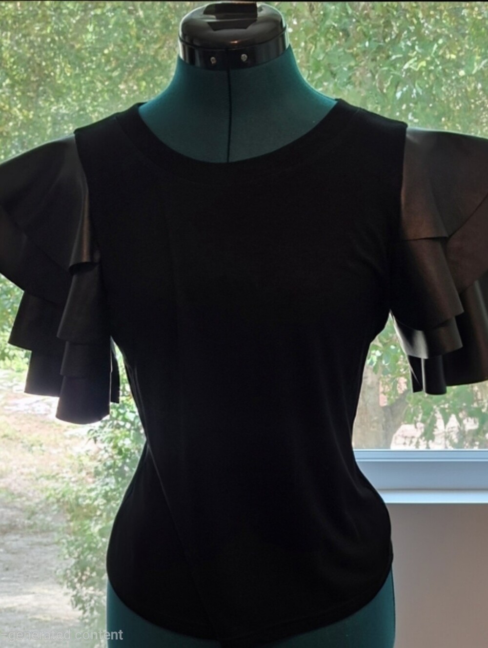 Gracia Black Layered Ruffle Sleeve Top